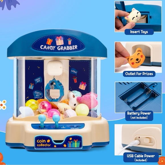 Claw Mini Vending Machine for Kids with 30Pcs Toys, Candy Dispenser Arcade Game - Picture 2 of 10